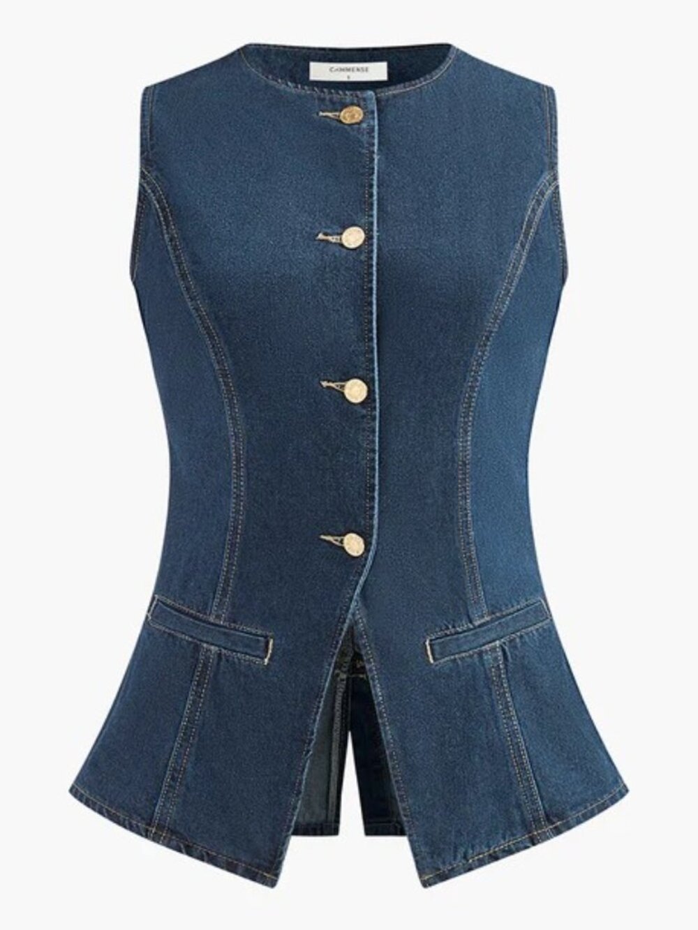 Commense Denim Peplum Vest Size Medium